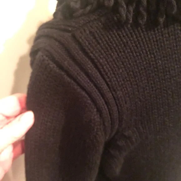 525 AMERICA Black Large Sweater With Double Looped Yarn Collar - Picture 11 of 13